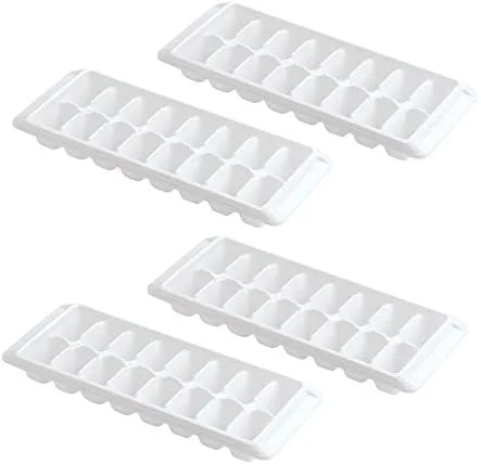 White Easy-Release Ice Cube Tray Set – 4 Trays, 64 Cubes