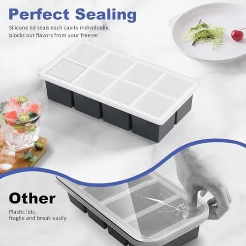 2-Inch Large Square Silicone Ice Cube Trays for Whiskey, Cocktails & Chilled Drinks